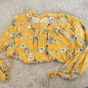Lucky Brand Yellow Floral Blouse